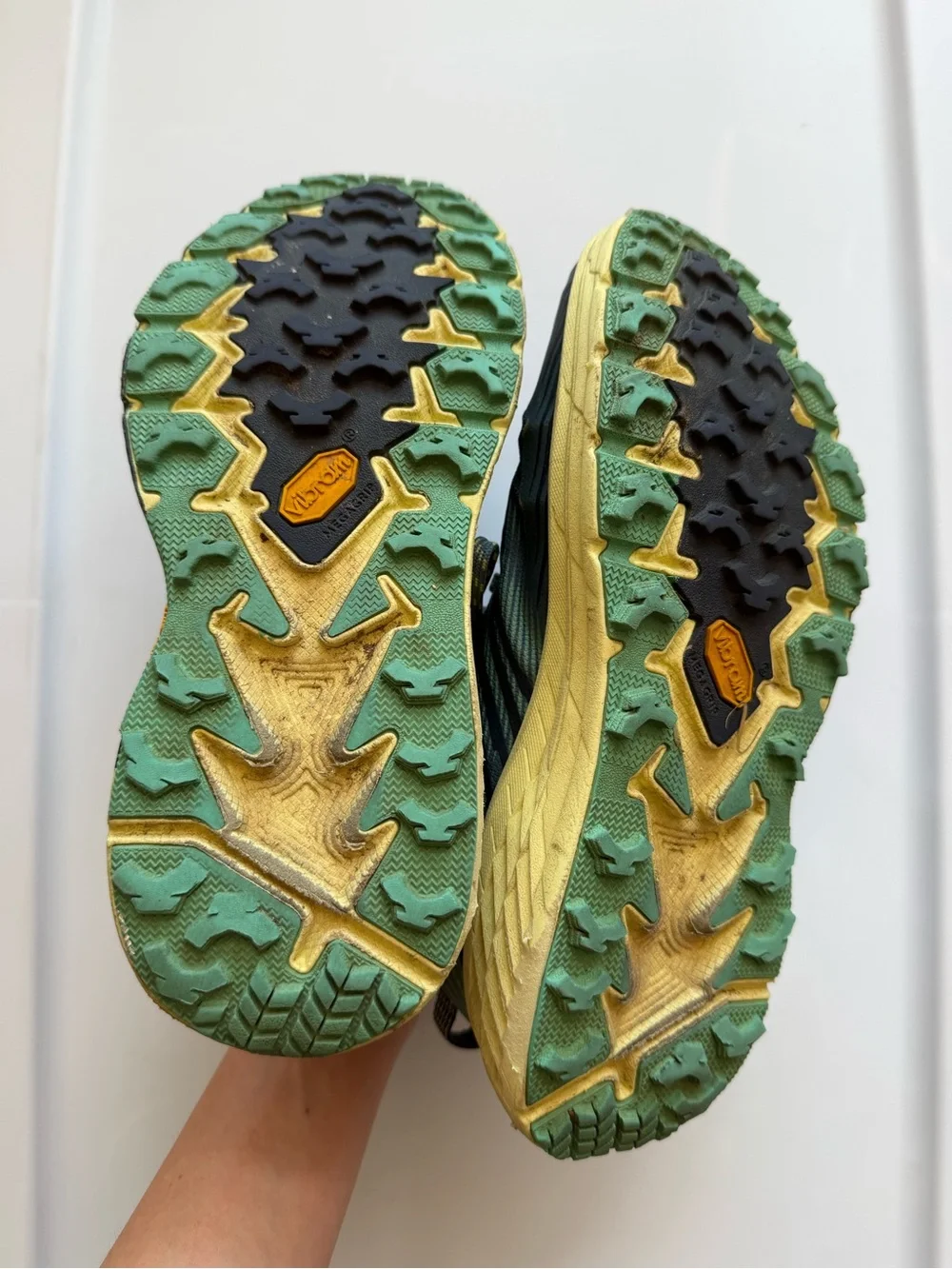 Hoka Women's Blue & Yellow Trail Runners Shoe Sneakers 8.5